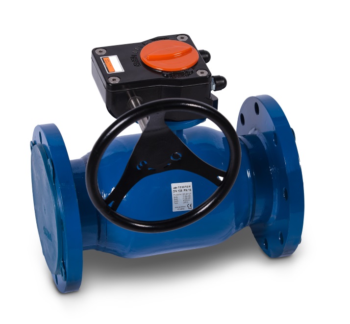 Кран шаровой стальной Ду125 Ру16 с редуктором фланцевый Temper 28320125, DN 125